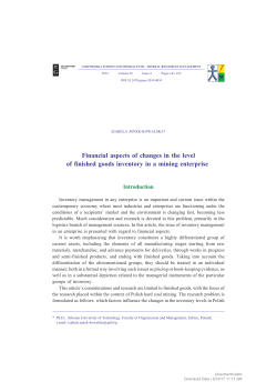 Financial aspects of changes in the level of finished goods inventory
