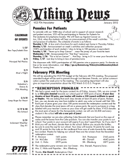 Pennies For Patients REDEMPTION PROGRAM February PTA