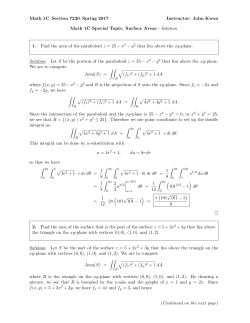 Solution for the Special Topic Worksheet on Surface Area