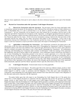 ISDA® NORTH AMERICAN GAS ANNEX to the Schedule to the