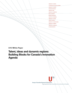 Building Blocks for Canada`s Innovation Agenda