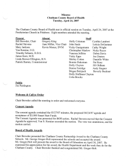 Minutes Chatham County Board of Health Tuesday, April 24, 2007