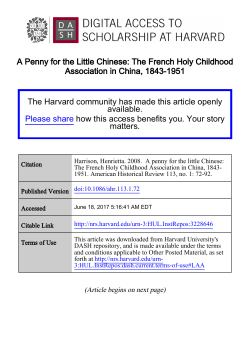 A Penny for the Little Chinese: The French Holy Childhood