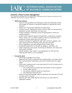 Checklist: Onsite Function Management