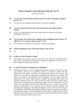 FAQs, frequently asked questions about the new SI