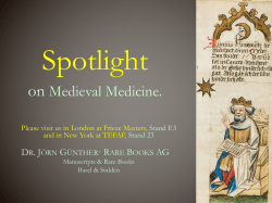Medieval Medicine - Dr. J&ouml;rn G&uuml;nther Rare Books AG