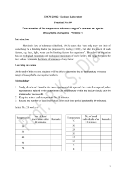 Ecology Laboratory Practical No. 9