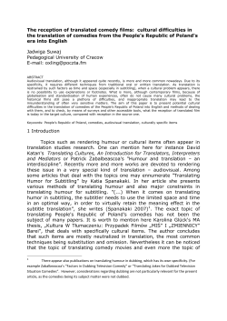 The reception of translated comedy films: cultural difficulties in the