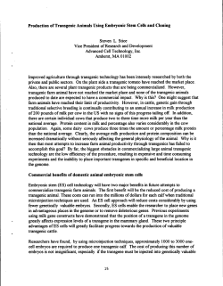 Production of Transgenic Animals Using Embryonic Stem Cells and