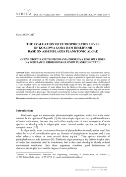 THE EVALUATION OF EUTROPHICATION LEVEL OF