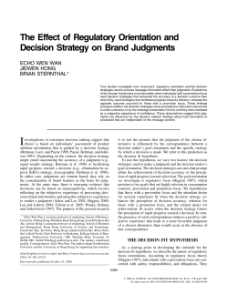The Effect of Regulatory Orientation and Decision Strategy on Brand