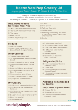 Grocery Lists - Tastefully Simple