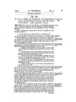 18 Victoriae 1854 No 9 Secondary Punishment