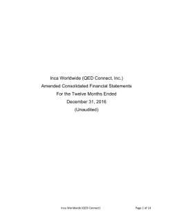 Inca Worldwide (QED Connect, Inc.) Amended Consolidated