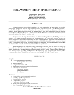 koija women`s group: marketing plan