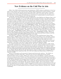 New Evidence on the Cold War in Asia