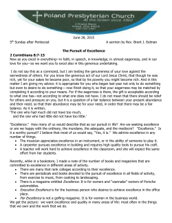 The Pursuit of Excellence - Poland Presbyterian Church