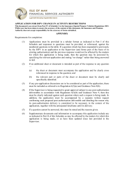 Appendix to application for change in activity restrictions