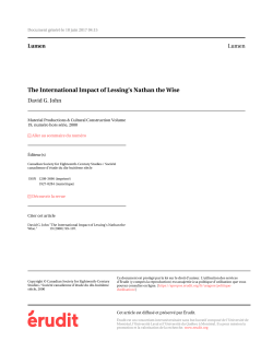 The International Impact of Lessing`s Nathan the Wise