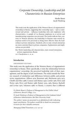 Corporate Ownership, Leadership and Job Charateristics in Russian