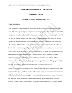 Contraceptive Use and Role of Caste Network WORKING PAPER