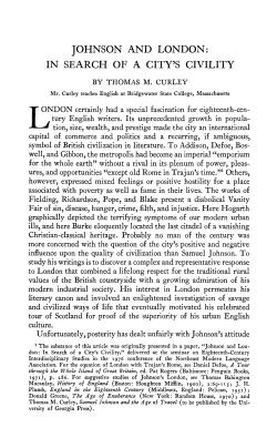 JOHNSON AND LONDON: IN SEARCH OF A CITY`S CIVILITY