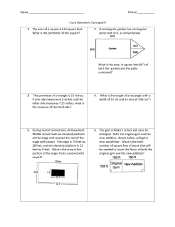 I Love Geometric Concepts!!! 1. The area of a square is 144 square