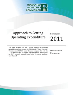 Approach to Setting Operating Expenditure