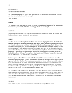 16 ANTIGONE PART 2 LEADER OF THE CHORUS But lo, Haemon