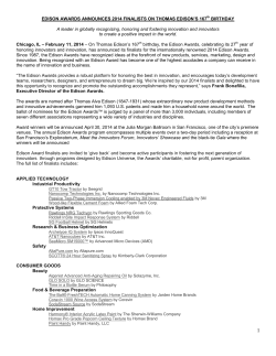 edison awards announces 2014 finalists on thomas edison`s