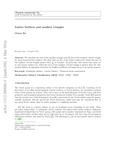 Lattice Surfaces and smallest triangles