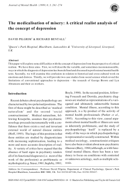 The medicalisation of misery: A critical realist analysis of the concept