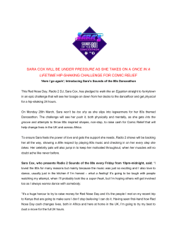 sara cox will be under pressure as she takes on a