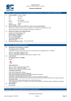 Potassium Sulfite 90% SECTION 1: IDENTIFICATION OF THE