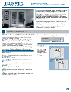 INSTALLATION INSTRUCTIONS for Wood Patio Doors - Jeld-Wen