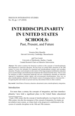 Interdisciplinarity in U.S. Schools