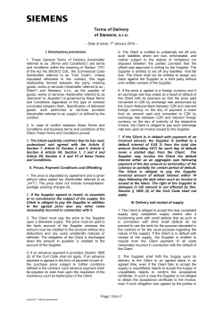 Terms of Delivery of Siemens, s.r.o.