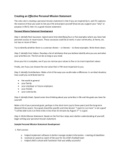 Creating an Effective Personal Mission Statement