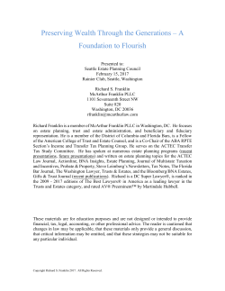 Preserving Wealth through the Generations &ndash; A Foundation to Flourish