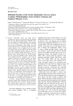 Helminth Parasites of the Grotto Salamander, Eurycea