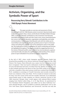 Activism, Organizing, and the Symbolic Power of Sport