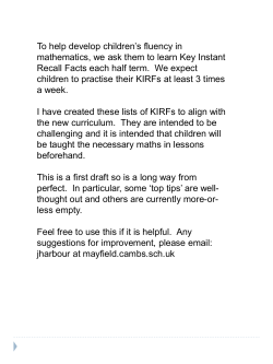 To help develop children`s fluency in mathematics, we ask them to