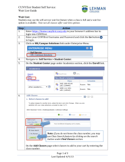 CUNYfirst Student Self Service: Wait List Guide