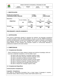 1. IDENTIFICACI&Oacute;N Nombre de la Asignatura CONVERSATIONAL