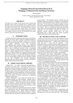 "ngaging Musical "9 ectation esearc in edagogy of Musical For and