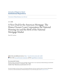 A New Deal for the American Mortgage: The Home Owners` Loan