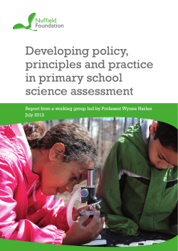Developing policy, principles and practice in primary school science