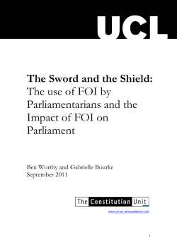 The use of FOI by Parliamentarians and the Impact of FOI