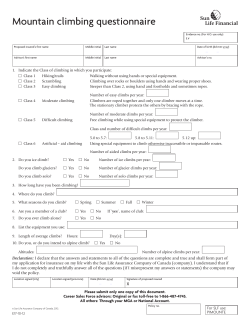 Mountain climbing questionnaire