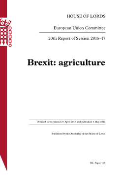 Brexit: agriculture - Publications.parliament.uk